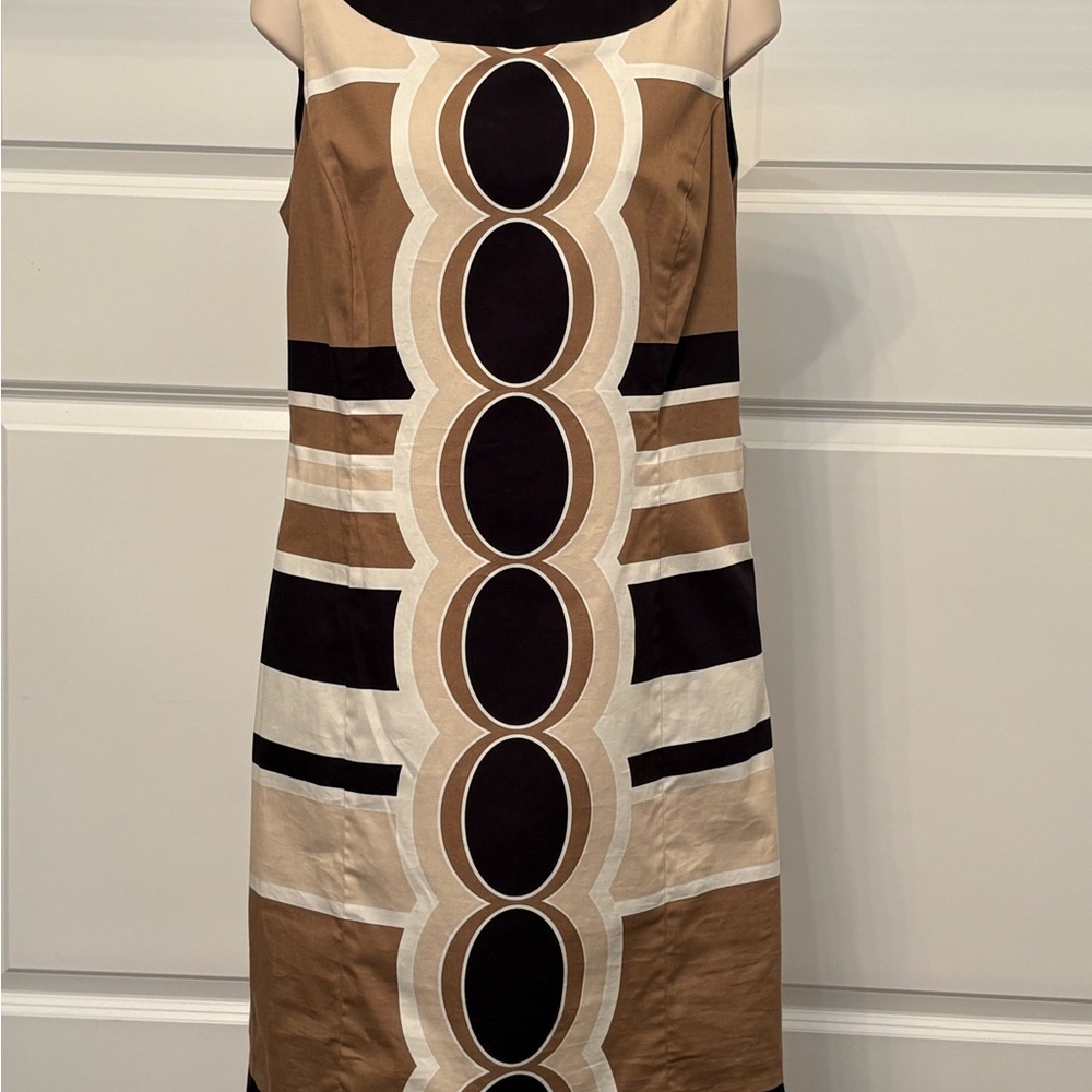 Geometric Retro Mod Pattern Sheath Dress size 12.  New Without Tags